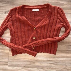 Aeropostale Rust Ribbed Cardigan